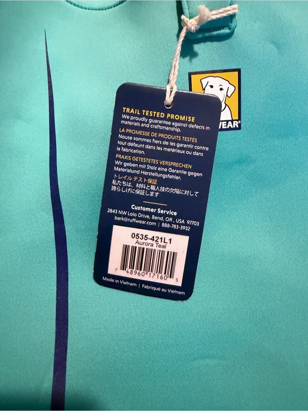 Ruffwear Undercoat Dog Water Jacket, Aurora Teal, XL